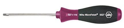 Wiha Schraubendreher MicroFinish® TORX® mit Rundklinge (29162) T10 x 80 mm, für ölige und feuchte Anwendungen, optimaler Halt mit nassen Händen dank Oberflächenstruktur