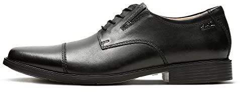 Clarks Tilden Cap, Zapatos Hombre, Black Leather, 49 EU