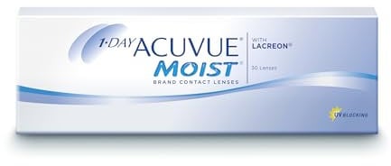 ACUVUE MOIST 1-Day Tageskontaktlinsen für empfindliche Augen & Allergiker – Tageskontaktlinsen mit 3.25 dpt und BC 9 – UV Schutz und Komfortables Tragegefühl – 30 Linsen
