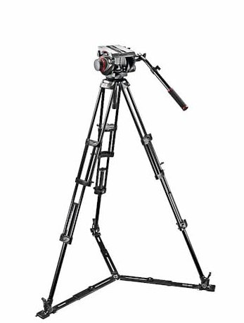Manfrotto 509 Pro Fluid-Video-Neiger für DSLR, Spiegellose Kamera, Videokamera, mit Carbonfaser-Doppelkamerastativbeinen, Professionelle Fotografie, Content-Erstellung, Vlogging - Tragkraft 13,5 kg