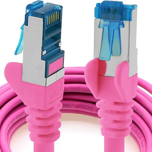10m - CAT6a - Netzwerkkabel magenta - 1 Stück CAT 6 A Patchkabel 10000 Mbit s SFTP PIMF 500 MHz kompatibel zu CAT5 CAT6 CAT7 DSL Internet Switch Router