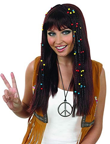Fun Shack Braune Hippie Perücke Herren, Perücke Herren Hippie, Hippie Perücke Männer, Perücke Hippie Herren, Hippie Perücken, Indianer Perücke Herren, Indianerperücke
