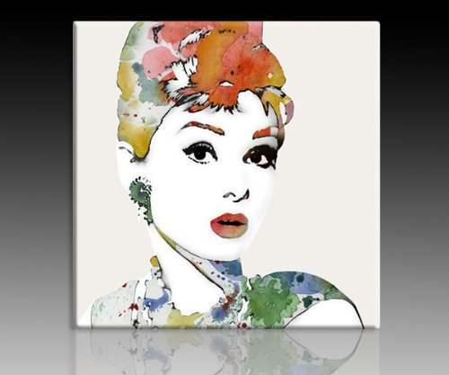 Bild auf Leinwand echt Kunstdruck Paul London Audrey Hepburn (40x40 cm)