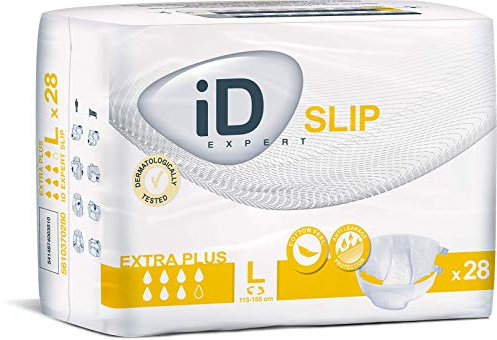 iD Expert Slip Incontinence Pads, Fast Absorbing Disposable Incontinence Briefs, Anti-Leak Protection, Wetness Indicator, Comfortable Cotton-Feel, Odour Control, Large, X-Plus, 115-155 cm