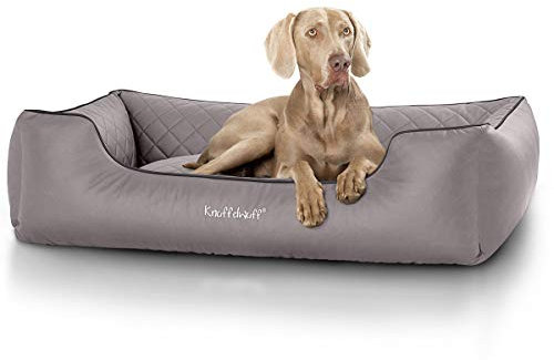 Knuffelwuff Hundebett XXL Kunstleder Hundekorb Hundesofa Hundekissen Hundekörbchen waschbar Milan, 120 x 85cm, grau