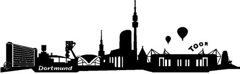 Samunshi® Wandtattoo Dortmund Skyline + Stadion 120 x 36cm schwarz