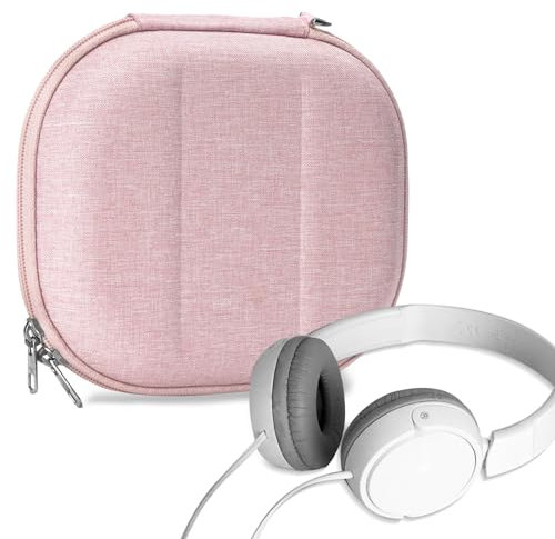 Geekria Nova Funda para Auriculares Compatible con Sony MDR-ZX600, MDR-ZX330BT, MDR-ZX310AP, MDR-ZX310, MDR-ZX300, Bolsa de Transporte de Viaje rígida de Repuesto con Almacenamiento de Cables (Rosa)