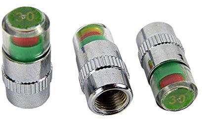 Hyfive Tyre Pressure Monitor Caps Indicators 4 Caps 30PSI 3 Colour Gauge Air Valve