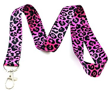 Leopard Print Lanyard Handschlaufe Schlüsselanhänger ID Badge Holder rose