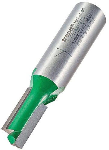 Trend CraftPro Straight Two Flute Router Cutter Bit, 1/2 Inch Shank, 10mm Cut Diameter & 19.1mm Cut Length, Tungsten Carbide Tipped, C016X1/2TC