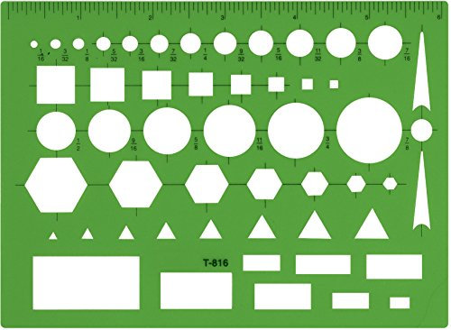 Westcott Technical Drawing Template (T-816) Allzweckschablone, Kunststoff, Grün, 4 1/2 x 6 in