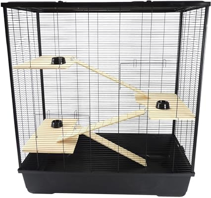 Hamster & Rat Cage 100cm x 54cm x 83cm - Plaza XL Multi-Level Black | Little Friends