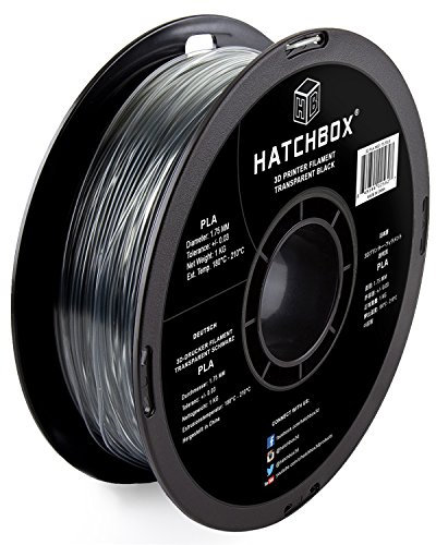 HATCHBOX 1,75 mm transparent schwarzes PLA-Filament für 3D-Drucker - 1 kg-Spule - Maßgenauigkeit +/- 0,05 mm
