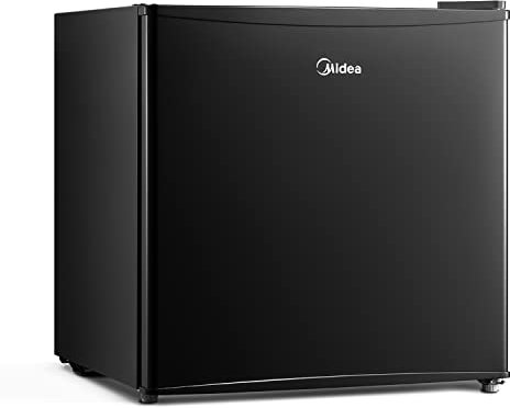 Midea Mini Frigo 43L refrigerateur 1 porte sans congélateur - Mini Bar Frigo retro vintage pour chambre, camping car, caravane - Petit frigo blanc silencieux 39 dB (Mini réfrigérateur 17L)