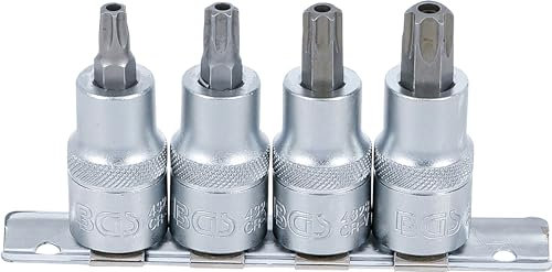 BGS 8885 | Jeu de douilles à embouts | 12,5 mm (1/2) | Profil T (pour Torx Plus) avec perçage T40 - T55 | 4 pièces