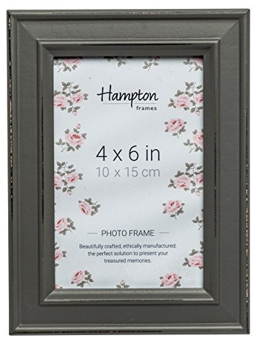 Hampton Frames, Cadre photo Paloma, 10x15 cm, gris, bois 30 mm | Finition vieillie chic, verre, à poser ou accrocher | Décoration élégante maison ou bureau