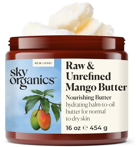 Sky Organics Mango Butter für Körper und Gesicht, 100 % roh und unraffiniert für Feuchtigkeit, Gleichgewicht und gleichmäßigen Teint 16 Oz