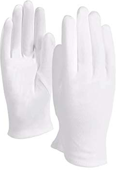 LUCKY SLD 10 pares de guantes de algodón blanco de tamaño grande para manejo de arte, manualidades, monedas, joyas, inspección de plata