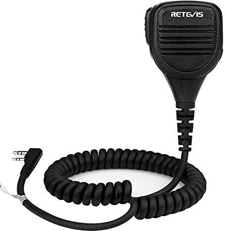 Retevis RS112 Funkgerät Lautsprecher Mikrofon IP54 Wasserdicht Kompatibel RT24 RT21 RT27 RT22 RT1 RT81 BF-88E BF-888S Kenwood TK-3401D Walkie Talkies (1 Stück)