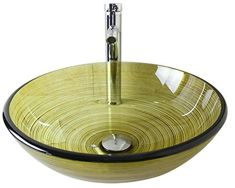 HomeLava Lavabo Vasque en Verre Trempé Jaune, à poser la salle de bain,garantie de 2ans(Sans Robinet)