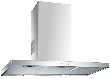 Teka DSJ 950 - Campana Decorativa de 90 cm, 3 Velocidades, Mandos Pulsantes, 2 Lámparas LED, Motor de Doble Turbina, Filtros Metálicos, Color Acero Inoxidable