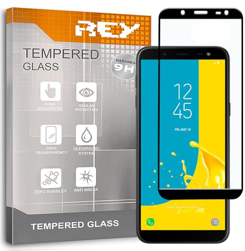 ELECTRÓNICA REY Verre Trempé 3D pour Samsung Galaxy J6 2018, Noir, Protecteur d'écran qualité supérieure, Protection Complète, 3D, 4D, 5D