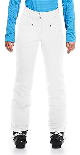 Maier Sports Allissia Slim, Enganliegende Damen Skihose, Wasserdichte Schneehose, Stretchmaterial und verstellbarer Bund, PFC-frei, mTHERM Wattierung & mTEX Wetterschutz, Weiß, Gr. 40 (W31/L31)