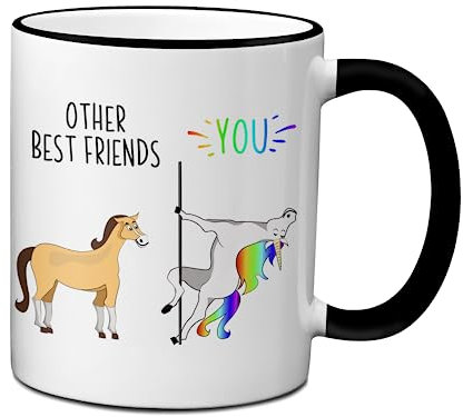 Tasse à café humoristique Best Friend – BFF Gag Gifts – Tasse cadeau pour amateur de licorne – Cadeaux humoristiques et citations (11 g, poignée noire)