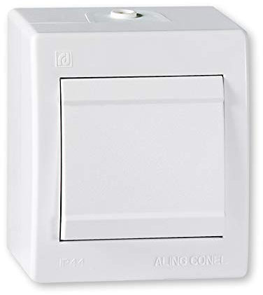 ALING-CONEL Aufputz Kreuzschalter (Wippschalter) 10AX/250V~ / IP 44 - Weiß