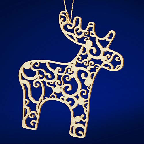 SIKORA BS-LS Traditionelle Filigrane Christbaumschmuck Holzanhänger aus nachhaltiger Herstellung - 28 Modelle wählbar, Modell:O2 Ornament Elch H 9cm