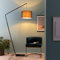 Lightbox Bogenlampe Design Stehlampe groß mit Auslegearm und Textilschirm, Ø 40cm, E27 Fassung für max. 40 Watt - Metall/Textil in schwarz