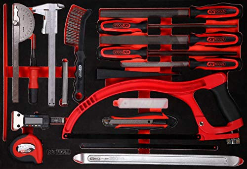 KS Tools 811.0028 Messwerkzeuge- / und Feilen-Satz in Schuamstoffeinlage, 28-tlg
