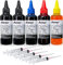 Aomya 500ml Nachfüllpackung Kompatibel für Canon 250 251 270 271 225 226 1200 2200 PG245 CL246 PG210 510 511 512 513 445 446 Nachfüllbare Tintenpatrone CIS CISS System mit 5 Spritzen (PBK,BK,C,M,Y)