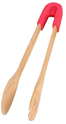 Pince à grille-pain en bambou pour la cuisson du pain et du thé - Rouge - Rond