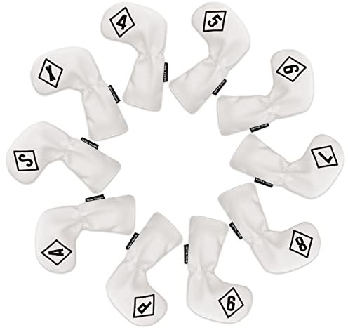 Big Teeth Golf Iron Head Covers 10Pcs Set Long Neck Golf Club Protector Leather with Number Tag fit for Taylormade All Brands
