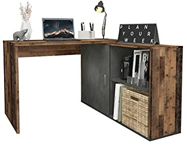DEINE TANTE EMMA 372-001 Valley Old Style/Matera Grau Schreibtisch Winkelschreibtisch Bürotisch Arbeitstisch Home Office ca. 119 x 124 cm Stellfläche