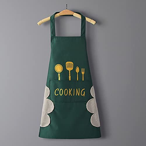 YQDHB Delantal de Chef Impermeable cinturón de Bolsillo para Mujer Delantal de Cocina para Hornear jardinería Restaurante Barbacoa Hombres y Mujeres