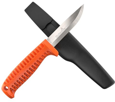 Hultafors Cuchillo de artesano HVK Bio versión sostenible I Cuchillo multiusos con empuñadura ergonómica y hoja de acero al carbono I Con funda y enganche y orificio para colgar I 380150