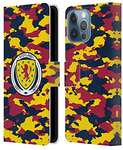 Head Case Designs Offizielle Scotland National Football Team Camouflage Logo 2 Leder Brieftaschen Handyhülle Hülle Huelle kompatibel mit Apple iPhone 13 Pro Max