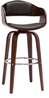 Miliboo Design-Barhocker drehbar schwarz und Dunkles Holz H 67 cm GAO