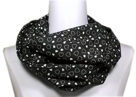 Damen Schlauchschal -Loop Männer -Schal schwarz weiß- Geschenk Freund-Halstuch Herz Herzen- Geschenkidee-Für Herren-Wickelschal schwarz