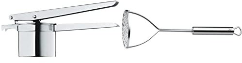 WMF Gourmet Multipresse 26,5 cm, Kartoffelpresse, Spätzlepresse, Cromargan Edelstahl, spülmaschinenfest & Profi Plus Kartoffelstampfer 28,5 cm, Cromargan Edelstahl teilmattiert, spülmaschinengeeignet