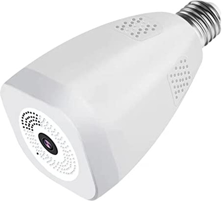 Lmminer 1080P HD 360° Panoramic Cam Wireless 2.4Ghz Wifi Camera Indoors 2 in 1 Wireless IP Light Bulb Security Camera, with 2-Way Audio & Motion Detection & Night Vision