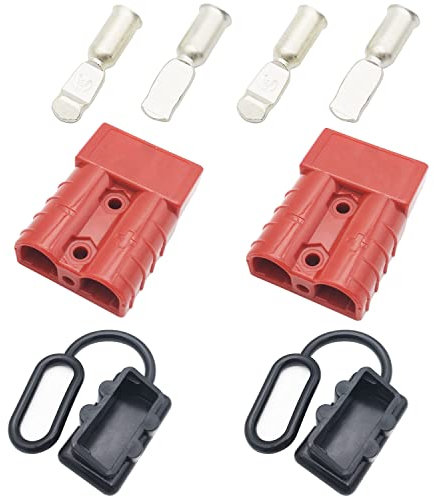 CESFONJER Connettore Batteria, 50A 600V Connettore per Batteria Connessione Rapida, per Auto, Caravan, Winch Trailer Verricello (Rosso)