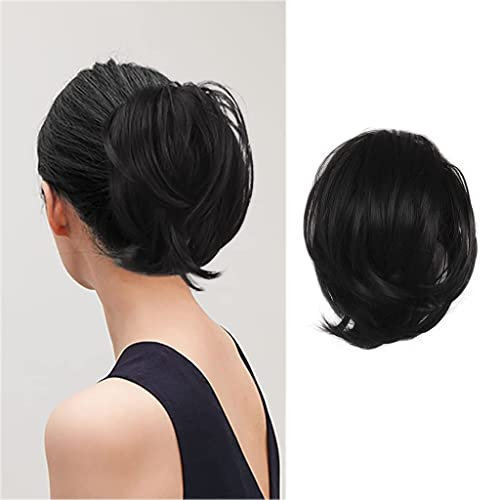 BARSDAR Haarteil Hair Extensions Haarknoten-Pferdeschwanz-Verlängerung,Gerades synthetisches Haarteil, kurzes Pferdeschwanz-Brötchen, Haarschmuck einfach Scrunchie für Frauen 1B# Schwarz