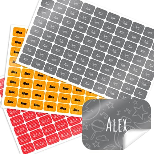 ETIQUETAS ADHESIVAS PARA ROPA CON LAMINADO PROTECTOR PERSONALIZADAS MARCA TODO TIPO DE OBJETOS LIBROS, FIAMBRERAS, TUPPER, BOTELLAS,LAPICES COLEGIO Y GUARDERÍA TAMAÑO 1,2 X 1,7 CM (40)