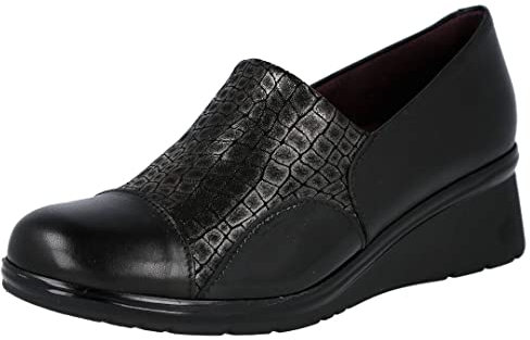 PITILLOS - 1622 Negro - Zapato de Piel, con cuña, sin Cordones, Suela de Goma, para: Mujer Color: Negro Talla:38