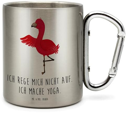 Mr. & Mrs. Panda Outdoor Tasse Flamingo Yoga - Geschenk, Baum, Yogapose, Becher Thermo Edelstahl, Edelstahlbecher Für Kaffee, Yoga-Übung, Aufregen,