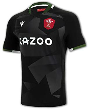 Macron WRU Wales Alternate Pro Shirt M23 schwarz Welsh Rugby Union Jersey Trikot, Größe:XXL
