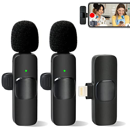 Wireless Lavalier Lapel Microphone for iPhone iPad Professional Wireless Clip Mic - Cordless Omnidirectional Condenser Recording Mic for Interview Video Podcast Vlog YouTube